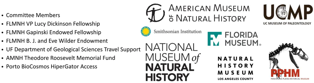 American Museum of Natural History, UC Museum of Paleontology, Smithsonian Institution, Florida Museum of Natural History